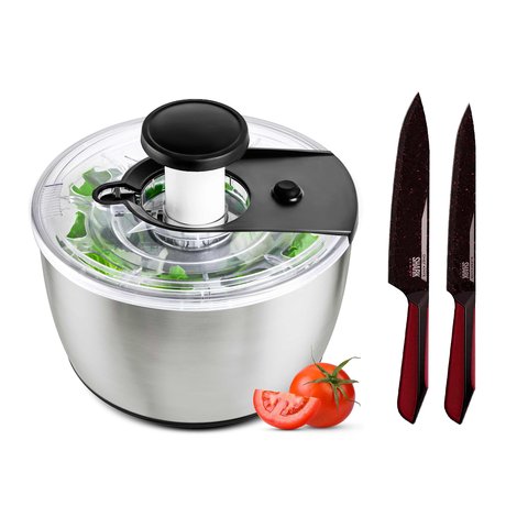 Centrífuga de Salada 6l Ichef Salad Spinner e Conjunto de Facas Ichef Professional Red | Ichef