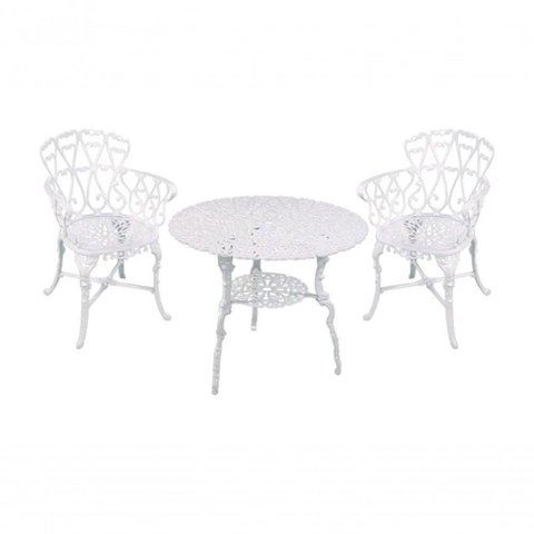 Conjunto Mesa 2 Poltronas Viena Premium Jardim Varanda Sacada Branco