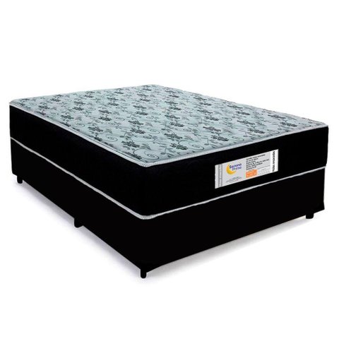 Cama Box Casal Sintético + Colchão Molas Ensacadas Sereneprime Sonnolux 138x188x65 Cor:preto