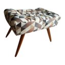 Ver imagem 3 de Kit Poltrona Decorativa Bia + Puff Retangular Suede Triângulo Bege Pés Madeira Ms Decor