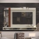 Ver imagem 6 de Painel Ripado Tv 55 Polegadas Suspenso com Espelho Sarabi - Off White e Naturale