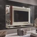 Ver imagem 1 de Painel Ripado Tv 55 Polegadas Suspenso com Espelho Sarabi - Off White e Naturale