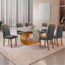 Ver imagem 7 de Mesa de Jantar Alvorada 180cm Tampo MDF Vidro Canto Copo com 6 Cadeiras Lorena Moderna Mobília