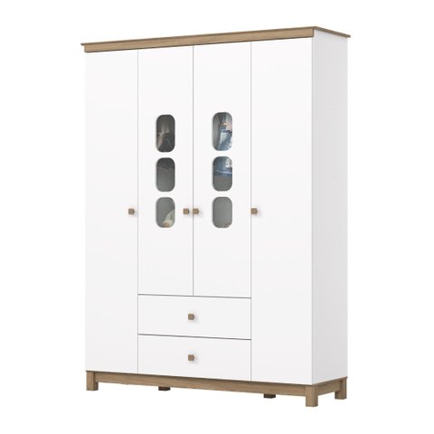 Guarda Roupa Infantil Aconchego 4 Pts Branco/jequitibá - Henn