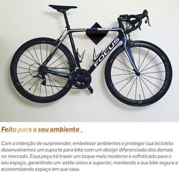 Suporte De Parede Para Pendurar Bike Bicicleta Madeira Mdf - 2