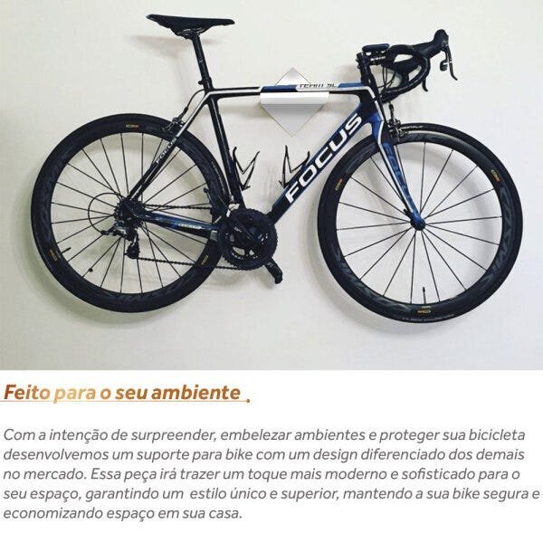 Suporte De Parede Para Pendurar Bike Bicicleta Madeira Mdf - 2