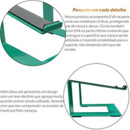 Suporte Para Notebook Laptop Stand Dj Em Aço Macbook Verde - 4