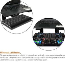 Suporte Para Notebook Laptop Stand Dj Em Aço Macbook Preto - 4