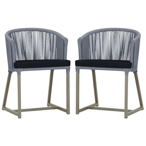2 Cadeiras de Jantar Área Noronha em Alumínio com Pintura Fendi Corda Náutica E12 Trama Original