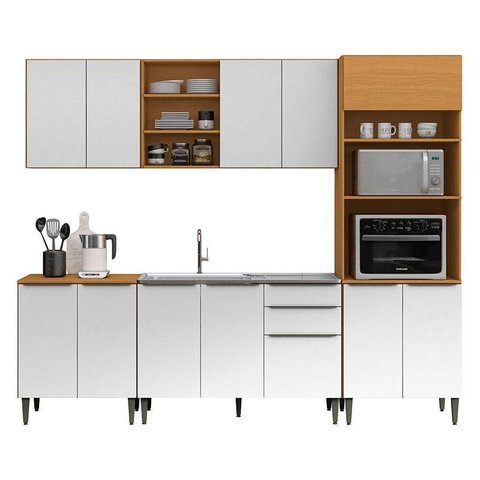Cozinha Modulada Luana Composição 4 Cinamomo Branco - Aramóveis
