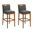 Ver imagem 1 de Kit 2 Banquetas Alta Cozinha Gourmet Estofada Suede:Suede Cinza