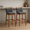 Ver imagem 2 de Kit 2 Banquetas Alta Cozinha Gourmet Estofada Suede:Suede Cinza