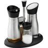 Galheteiro Vidro E Inox Azeite Vinagre Oleo Sal Lindo Kit - 1