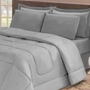 Ver imagem 3 de Kit Edredom Confort Casa Dona Dupla Face Casal Queen 6 Pçs Com Lençol Cinza