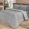 Kit Edredom Confort Casa Dona Dupla Face Casal Queen 6 Pçs Com Lençol Cinza - 1