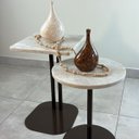 Ver imagem 4 de Conjunto Apoio & Lateral Atria Bases Laca Marrom & Tampo Taj Mahal