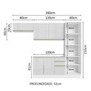 Ver imagem 4 de Armário de Cozinha Completa 260cm 100% MDF Frentes Branco Brilho Acordes Madesa 04
