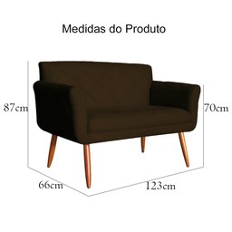 Namoradeira Decorativa Isabela Pés Palito Suede Marrom - DS Estofados - 4