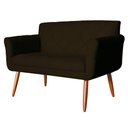 Ver imagem 2 de Namoradeira Decorativa Isabela Pés Palito Suede Marrom - DS Estofados