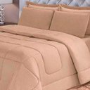 Ver imagem 2 de Jogo de Cama 6 Peças Aconchego Dupla Face Casal Queen Bege Casa Dona