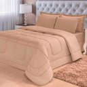Ver imagem 4 de Jogo de Cama 6 Peças Aconchego Dupla Face Casal Queen Bege Casa Dona