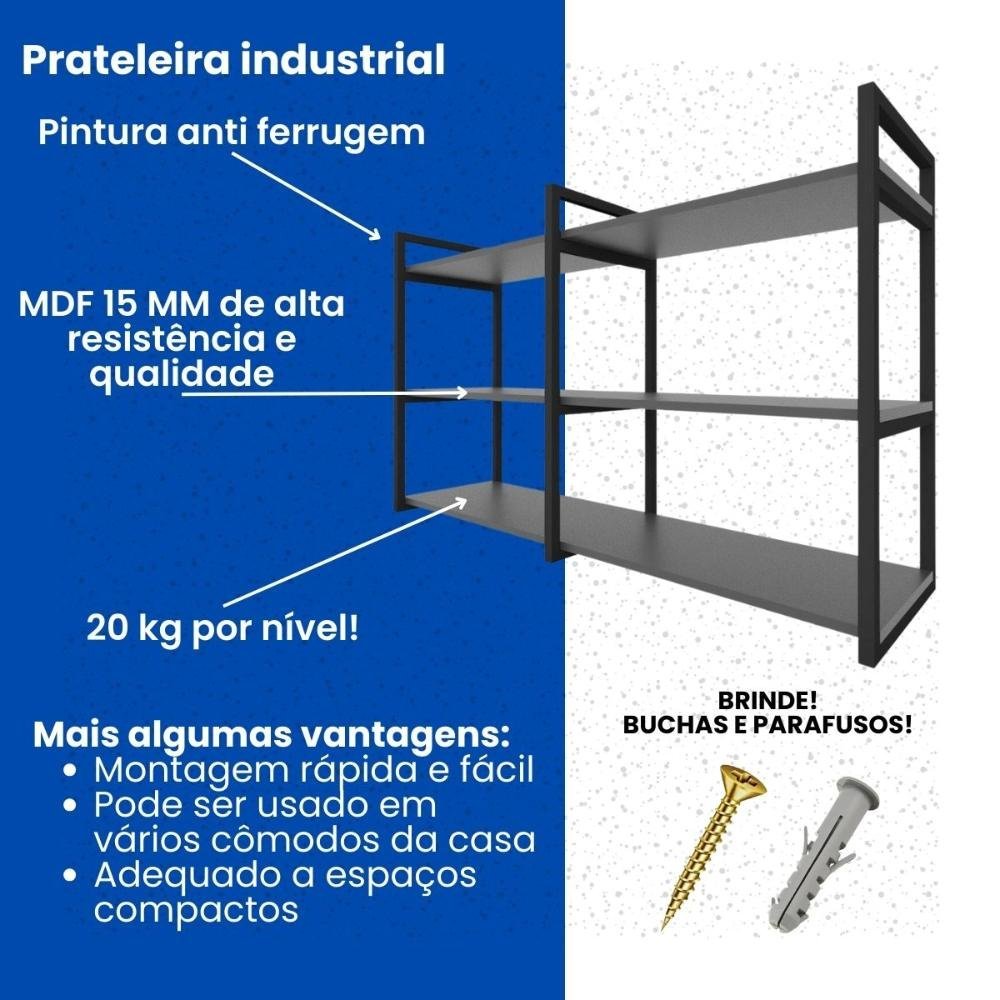 Prateleira Industrial Moveis Escritorio Quarto Estante Infantil Planta Preto Organizador Brinquedos - 6