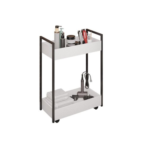 Carrinho de Apoio Estética Salão Industrial 2 Prateleiras Orla Pret M13 - D'Rossi