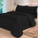 Ver imagem 4 de Jogo de Cama 6 Peças Aconchego Dupla Face Casal Queen Preto Casa Dona