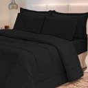 Ver imagem 2 de Jogo de Cama 6 Peças Aconchego Dupla Face Casal Queen Preto Casa Dona