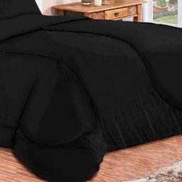 Kit com 6 peças Edredom Soft Casa Dona Casal Preto - 3
