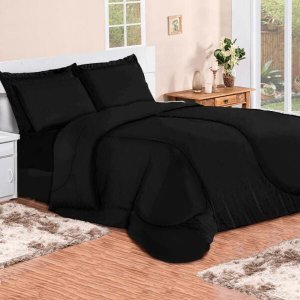 Kit com 6 peças Edredom Soft Casa Dona Casal Preto