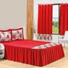 Kit Colcha Casal com Cortina Casa Dona Veneza 4 Peças Vermelho - 1