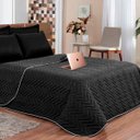 Ver imagem 2 de Kit Cobre Leito Luxo Matelado Casa Dona Casal + 4 porta Travesseiros e Lençol Preto