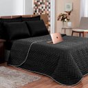 Ver imagem 1 de Kit Cobre Leito Luxo Matelado Casa Dona Casal + 4 porta Travesseiros e Lençol Preto