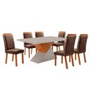 Ver imagem 1 de Mesa de Jantar Aster 180cm Tampo MDF Vidro Canto Copo com 6 Cadeiras Lorena