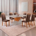 Ver imagem 2 de Mesa de Jantar Aster 180cm Tampo MDF Vidro Canto Copo com 6 Cadeiras Lorena