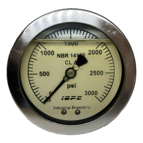 Manômetro 100mm 3000psi Glicerina Aço Inox