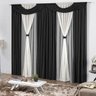 Cortina Casa Dona Preto em Malha com Detalhe de Voil 250x300cm - 1