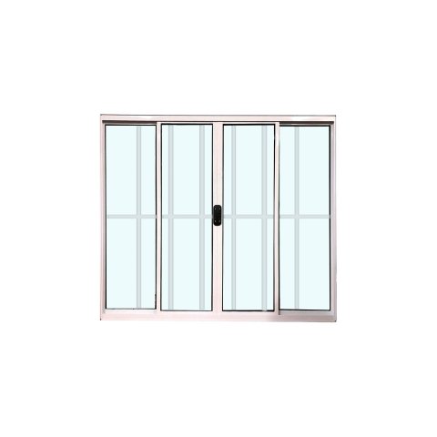 Janela de Correr 4 Folhas com Grade de Alumínio Branco 120x120