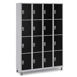 Armário Roupeiro Aço 16 Portas 191×130×41cm Volume C/ Tranca Cor:preto