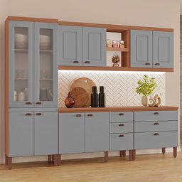 Cozinha Completa Modulada Jéssica Tuboarte 100% MDF Premium com 2 Balcões Independentes 10 Portas e 6 Gavetas - 1