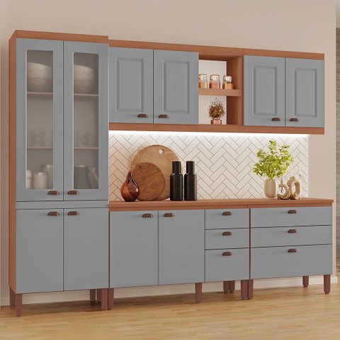 Cozinha Completa Modulada Jéssica Tuboarte 100% MDF Premium com 2 Balcões Independentes 10 Portas e 6 Gavetas