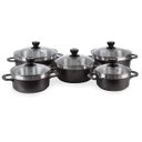 Ver imagem 1 de Jogo de Panela Gourmet 5 peças em alumínio Fundido e Tampa de Vidro Preta