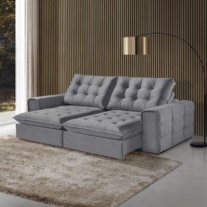 Sofá Retrátil e Reclinável Galliano 2,50m - Fortbello Estofados:grafite