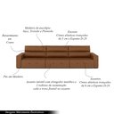 Ver imagem 4 de Sofá Retrátil 6 Lugares 404cm Nero Couro Caramelo Manchado G52 - Gran Belo