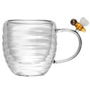 Ver imagem 5 de Conjunto 12 Xícaras Vidro 180ml Lovely Bee Mesa Posta Chá Café Espresso Canecas Decoradas Abelhas