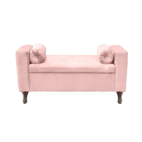 Recamier Baú Félix 140cm Suede Rosa Bebe Dominic Decor Felix
