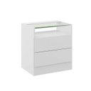 Ver imagem 2 de Mesa de Cabeceira Tampo em Vidro 2 Gavetas Tóquio Manto Móveis