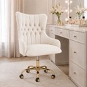 Ver imagem 1 de Cadeira Poltrona Home Office Helena Capitonê Base com Rodinhas Dourada