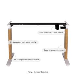 Mesa com Regulagem de Altura Elétrica Lift 97 Cm - Branco Fosco C/ Mel - 2